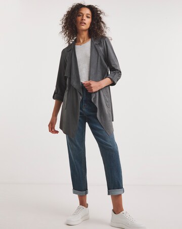 Charcoal Suedette Waterfall Jacket