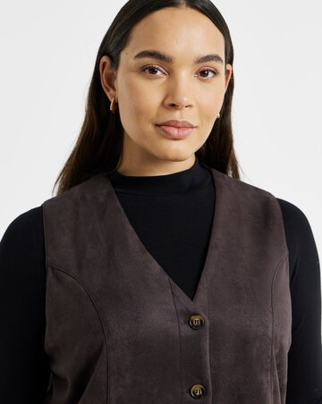 Simply Be Chocolate Suedette Button Through A Line Dress