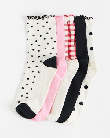 Pretty Secrets (5 Pair Pack) Ankle Socks (Wide Fit) Gingham