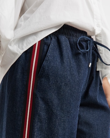 Simply Be Dark Wash Side Stripe Wide Leg Jeans