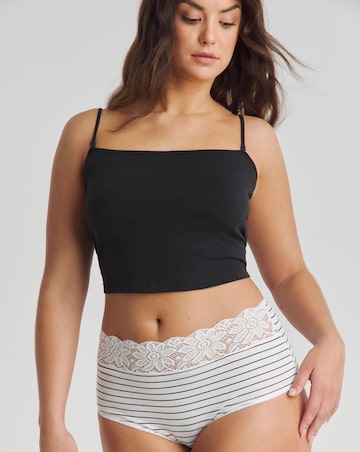 Pretty Secrets (5 Pack) Lace Top Full Brief Knickers Mono Stripe