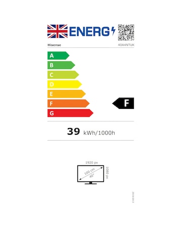 Hisense 40in 40A4NTUK Smart Full HD LED Freeview TV