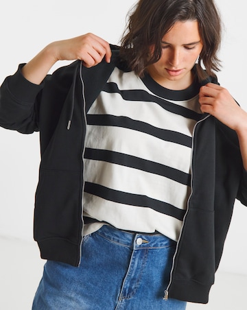 Black Core Zip Through Hoodie