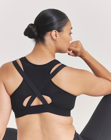 Figleaves Two Layer Zip Front Sports Bra (B-F) Black