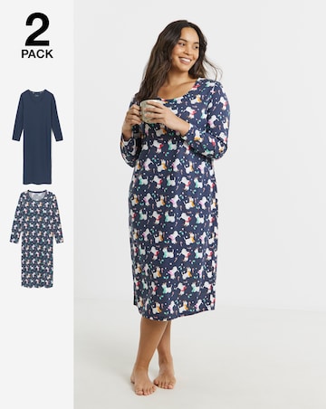 Pretty Secrets (2 Pack) Christmas Scottie Dog Value Midi Nighties