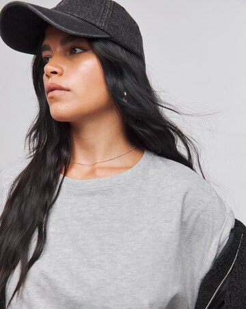 Grey Marl Oversized Slouchy Crew Neck T-Shirt