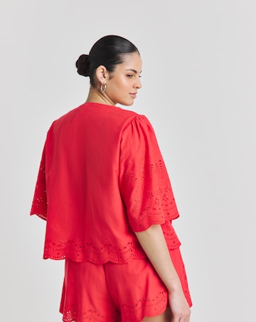 Simply Be Cotton Beach Broderie Shirt And Short Co-Ord Set