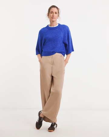 Blue Fine Knit Wide Sleeve Jumper