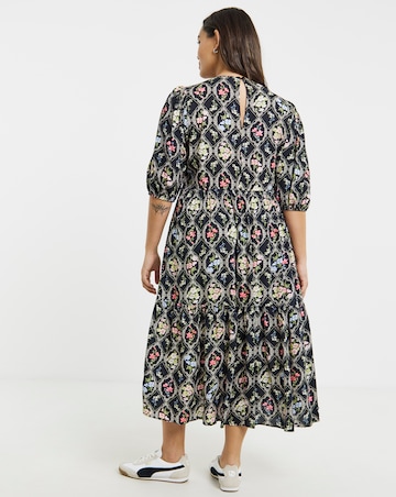 Simply Be Floral Tile Printed Tiered Midi Dress