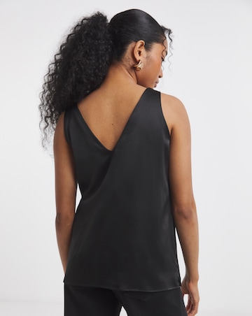 Black Sleeveless Criss Cross Satin Cami
