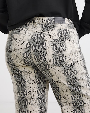 Black Snake Print Wide Leg Jeans