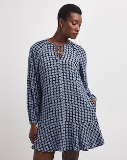 Whistles Floral Dot Tiered Trapeze Dress