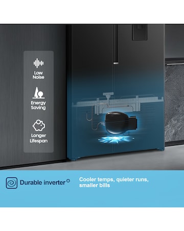 Fridgemaster MS91558DEB Non-Plumbed Total No Frost American Fridge Freezer Black