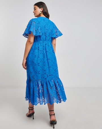 Lovedrobe Blue Lace Cap Sleeve Midaxi Dress