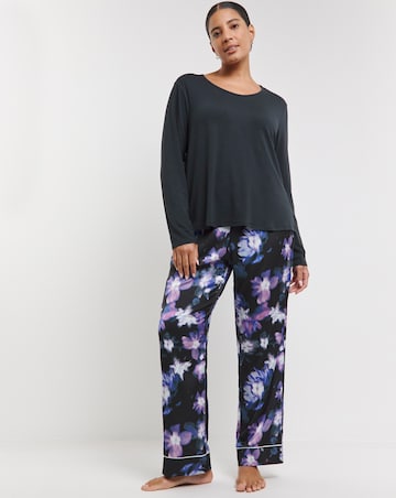 Figleaves Stretch Satin and Jersey Pyjama Set
