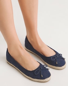 Simply Be Arielle Broderie Ballerina Espadrille - Wide Fit (E)