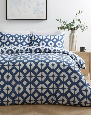 Gray & Osbourn Arran Tile Print Duvet Set Blue