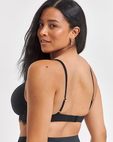 Figleaves Smoothing Non Wired Padded Bra With Lace Detail B-G - Black