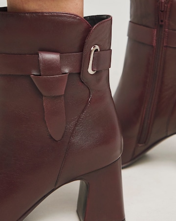 Kathy Heeled Leather Boot With Wrap Around Detail - Extra Wide Fit (EEE)