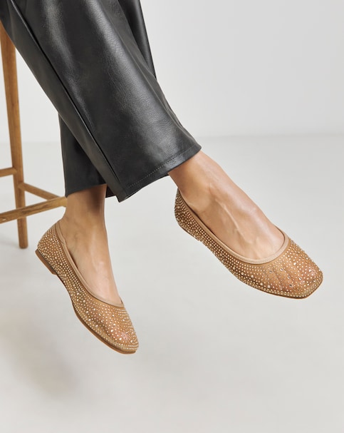 Luminous Embellished Mesh Ballet Flats - Wide Fit (E)