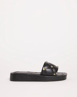 Simply Be Belle Quilted Studded Mule Sandals - Wide Fit (E)