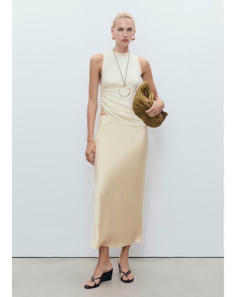 Mango Yellow Satin Skirt