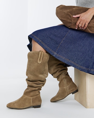 Olivia Suede Over Knee Western Boots - Extra Wide Fit (EEE) & Super Curvy Calf