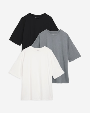 Black, White & Grey 3 Pack Pure Cotton Boyfriend T-Shirt