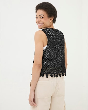 FatFace Coin Trim Crochet Waistcoat
