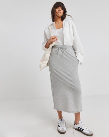 Grey Marl Jersey Maxi Sweat Skirt