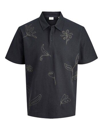Jack & Jones Premium Leon Floral Printed Polo - Black