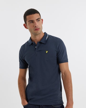 Lyle & Scott Short Sleeve Striped Tipped Polo - Navy