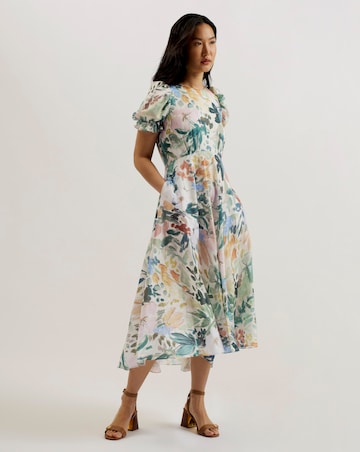 slim fit dress slacks Ted Baker | Gemha tie waist floral dress
