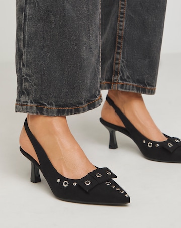 Delia Eyelet Detail Slingback Point Court Shoes - Wide Fit (E)