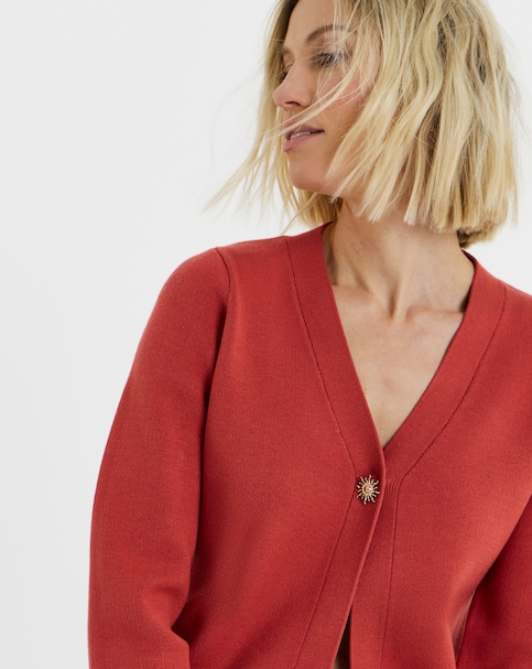 V Neck Statement Button Cardigan