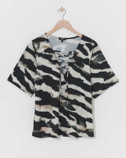 Lace Up Jersey Top
