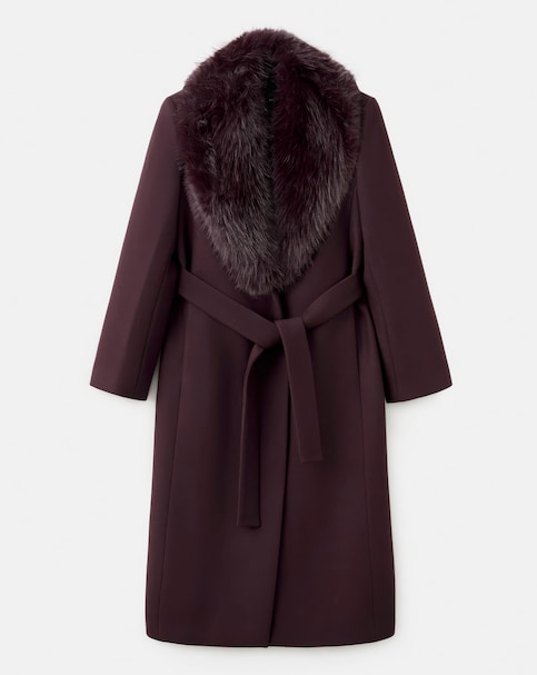 Mango Dark Red Leather Effect Coat