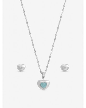 Inicio Sterling Silver Plated Satin Heart Set - Gift Box