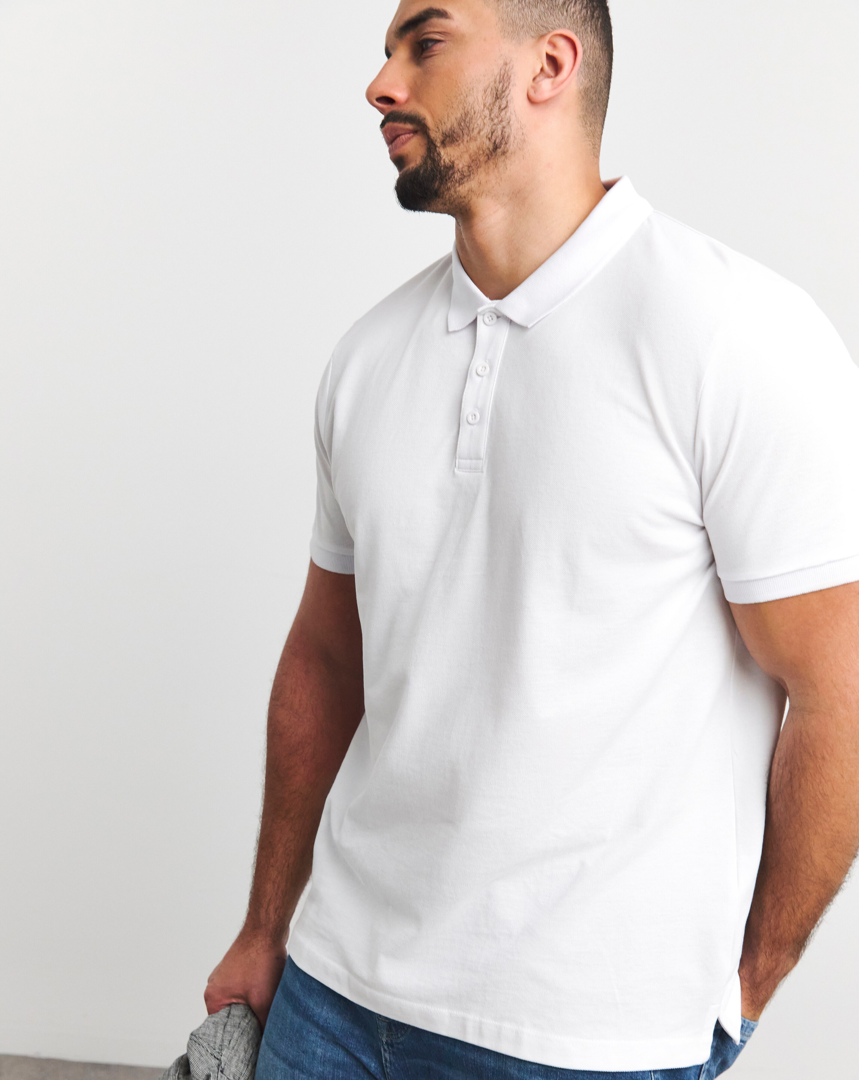 Pure Cotton Pique Polo-White