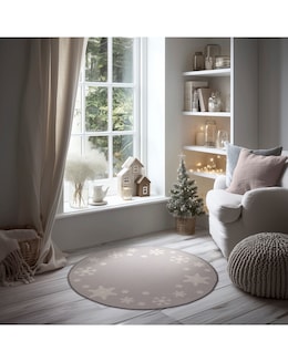 Snowflakes Washable Circle Rug