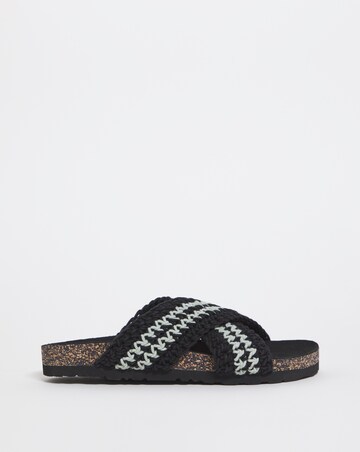 Ines Crochet Crossover Footbed Sandals - Wide Fit (E)