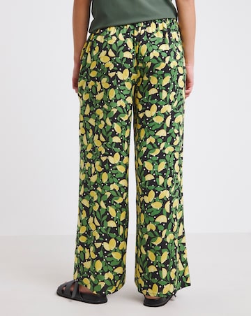 Simply Be Lemon Print Spun Viscose Wide Leg Trousers