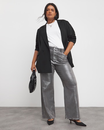 Silver Metallic Straight Leg Jean