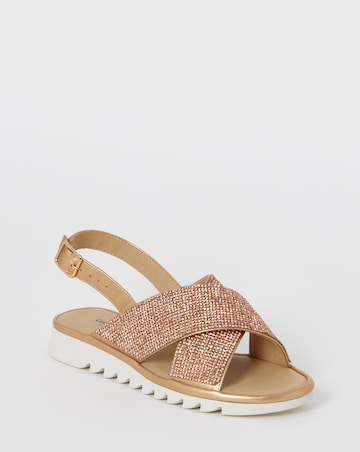 Cushion Walk Rose Gold Shimmer Sparkle Strap Slingbacks - Extra Wide Fit (EEE)