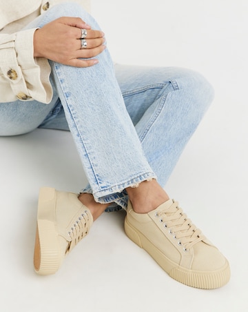 Sicilly Canvas Trainers Chunky Ribbed Sole - Wide Fit (E)