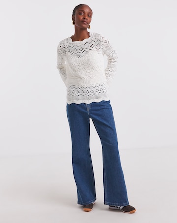 Simply Be Ivory Pointelle Hole Knit Jumper