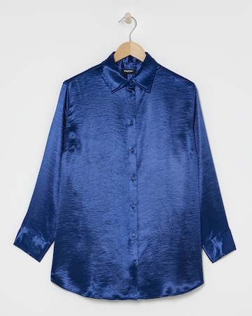 Navy Premium Satin Relaxed Shirt