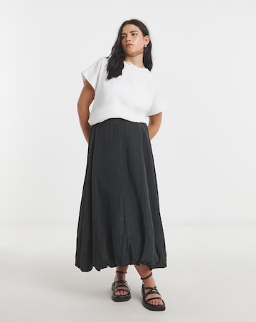 Simply Be Black Textured Bubble Hem Midaxi Skirt