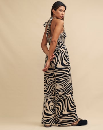 Nobody's Child Black Swirl Print Halter Neck Jumpsuit