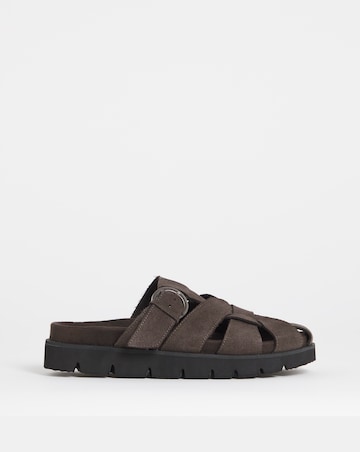 Aziza Suede Woven Closed Toe Mule Shoes - Wide Fit (E)